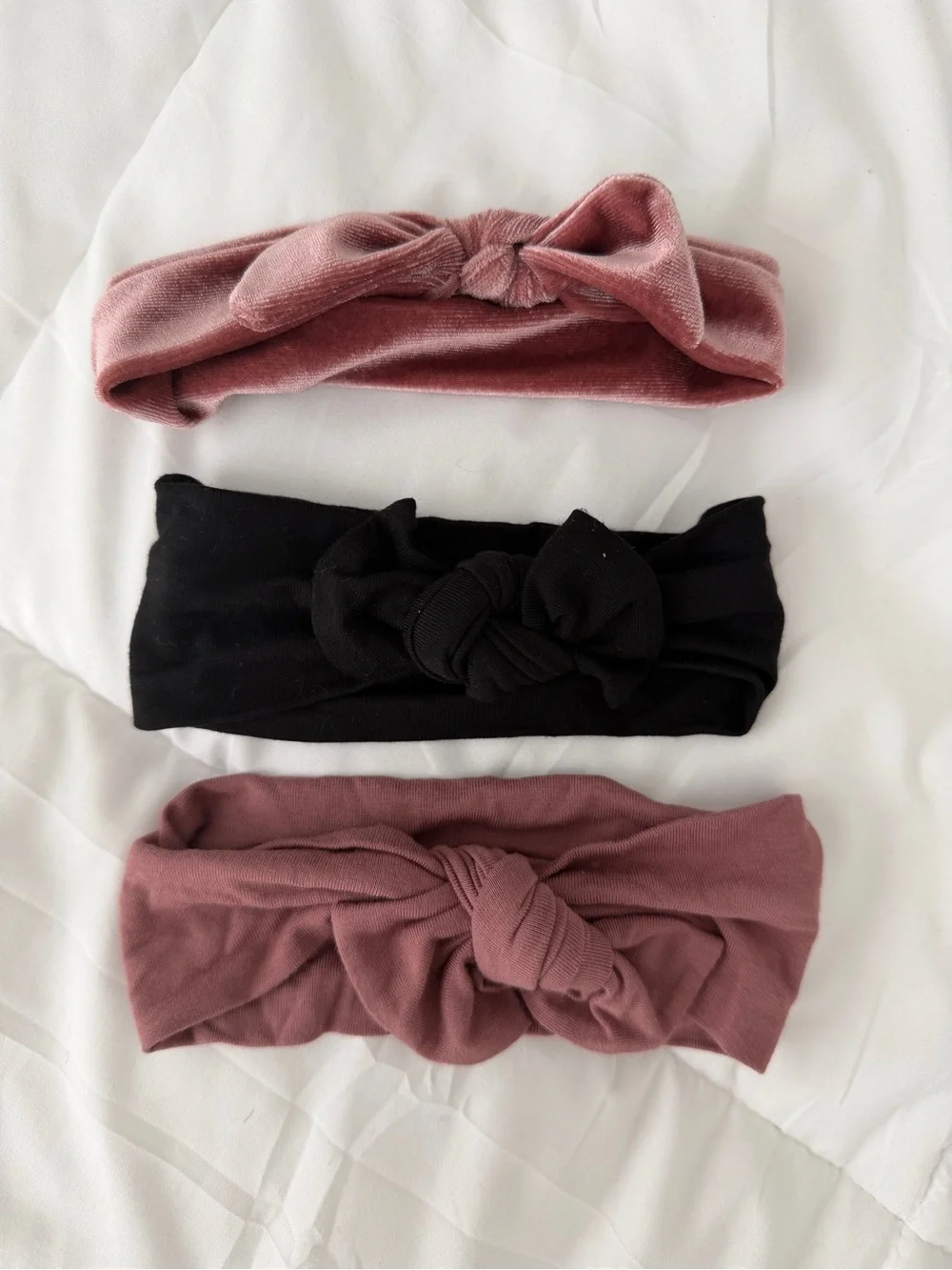 Lou Lou & Company Knot Headband Bundle of 3 Baby Girl Black Velvet Mauve Pink